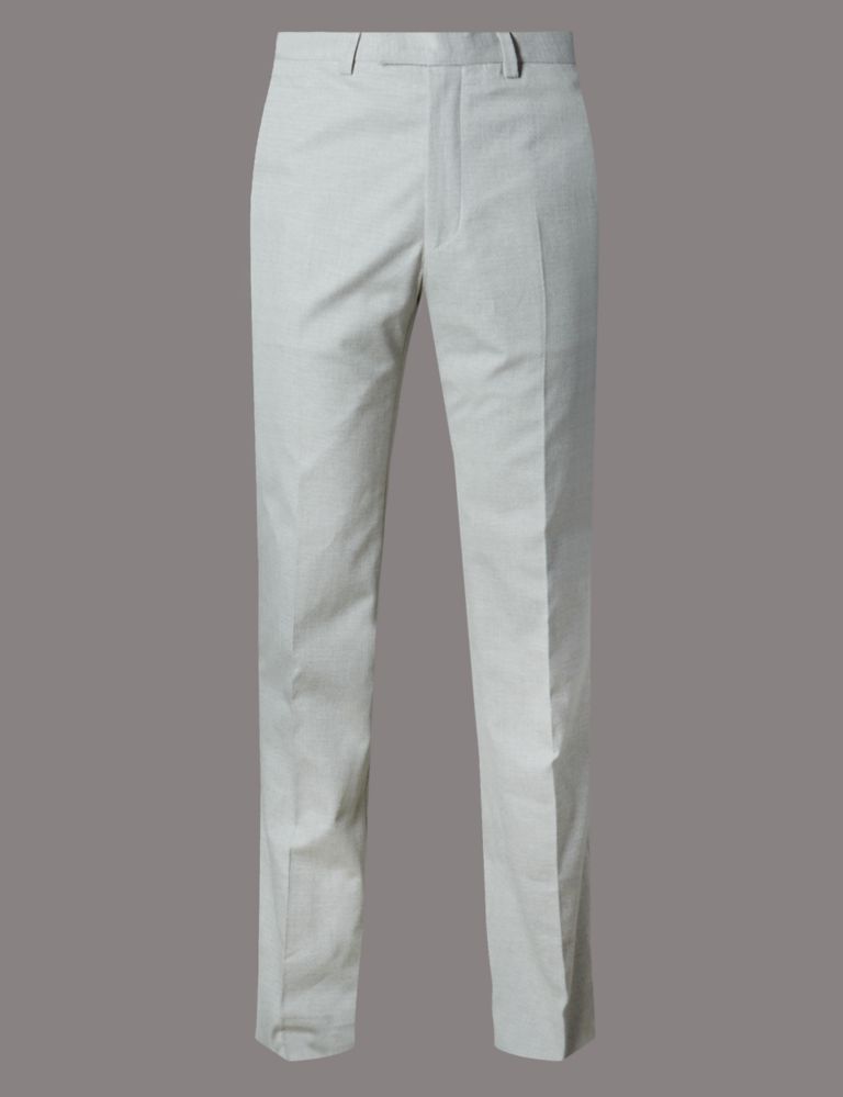 Pure Cotton Tailored Fit Flat Front Trousers 2 of 4