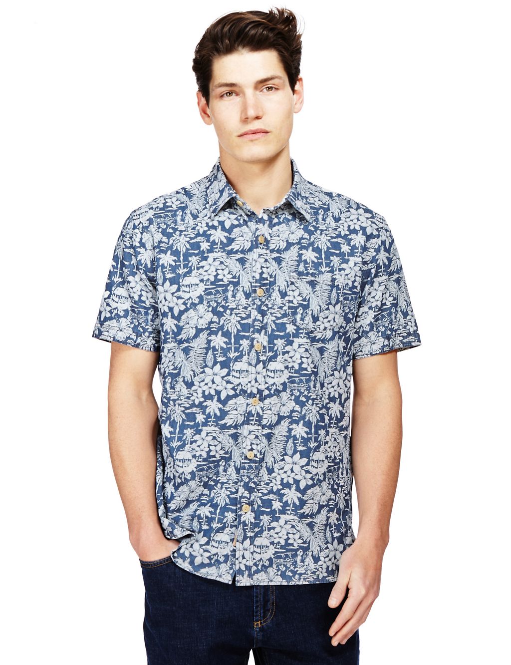 Pure Cotton Tailored Fit Floral Shirt 3 of 3