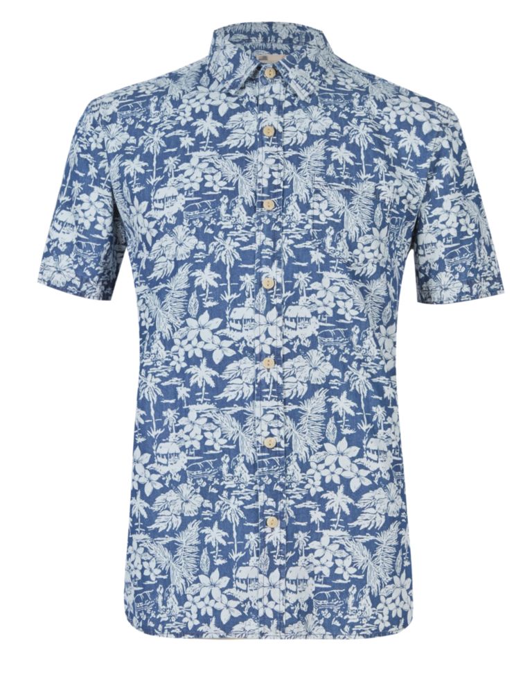 Pure Cotton Tailored Fit Floral Shirt 2 of 3
