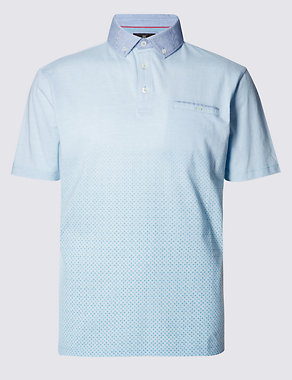 Pure Cotton Tailored Fit Geometric Print Polo Shirt Image 2 of 3