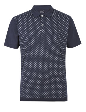 Pure Cotton Tailored Fit Geometric Print Polo Shirt | M&S Collection | M&S