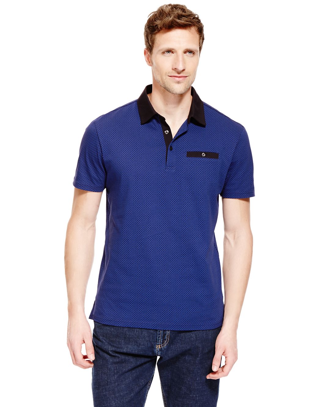 Pure Cotton Tailored Fit Geometric Print Polo Shirt 3 of 3