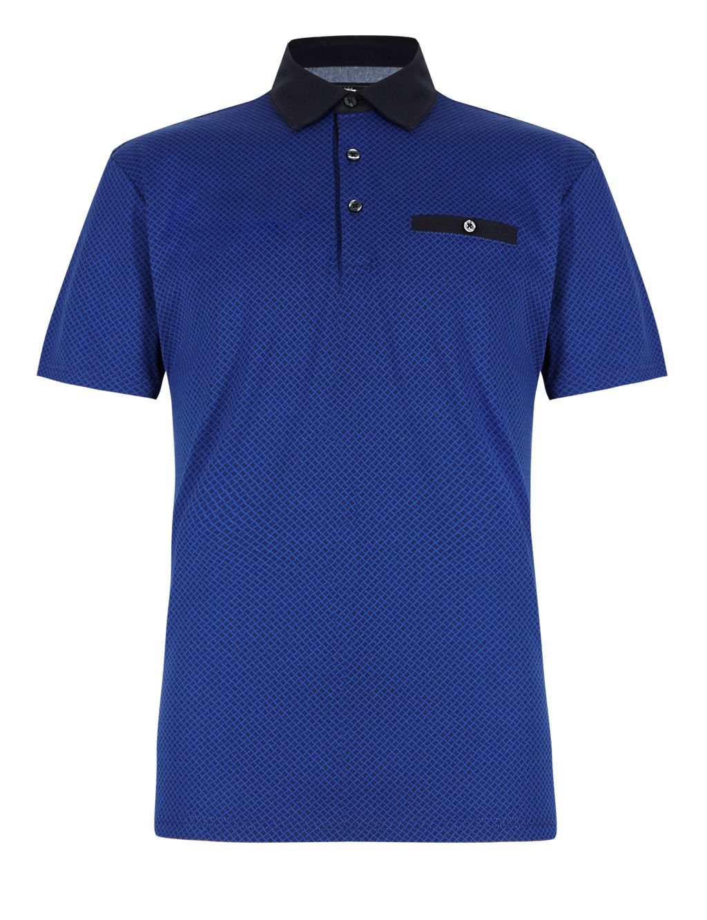 Pure Cotton Tailored Fit Geometric Print Polo Shirt 1 of 3