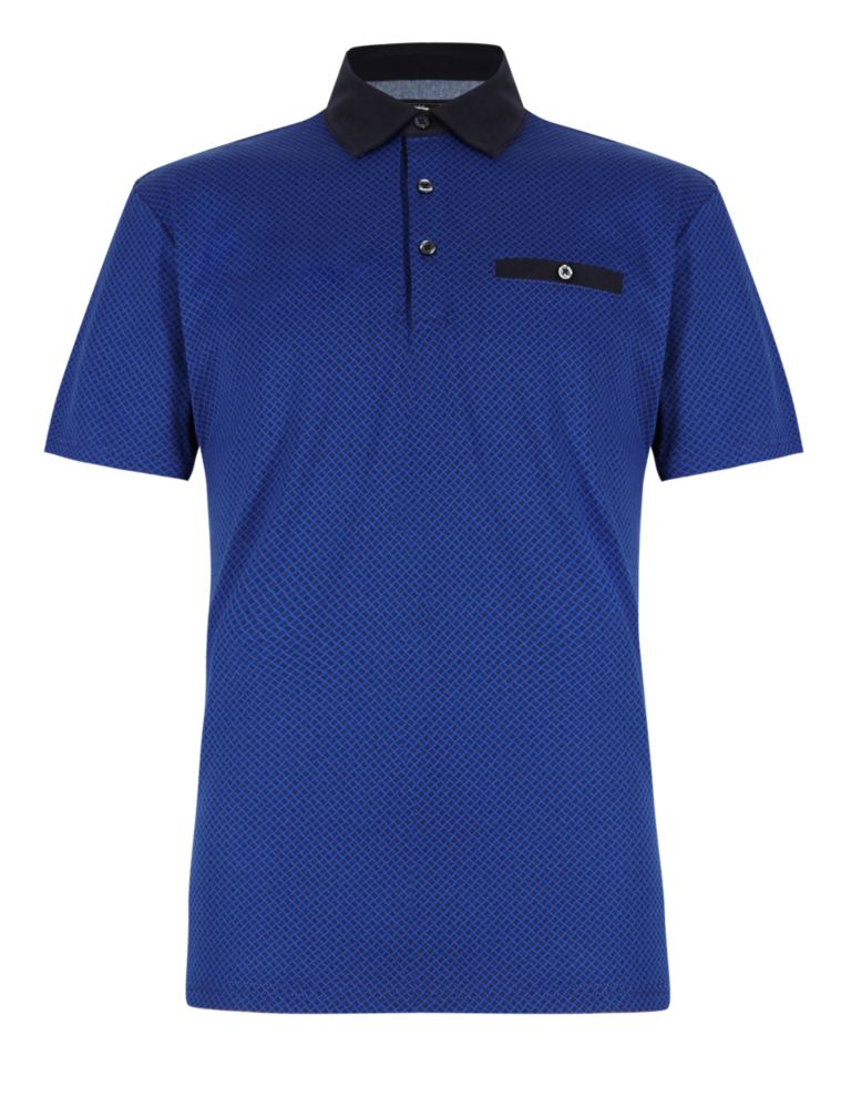 Pure Cotton Tailored Fit Geometric Print Polo Shirt 2 of 3