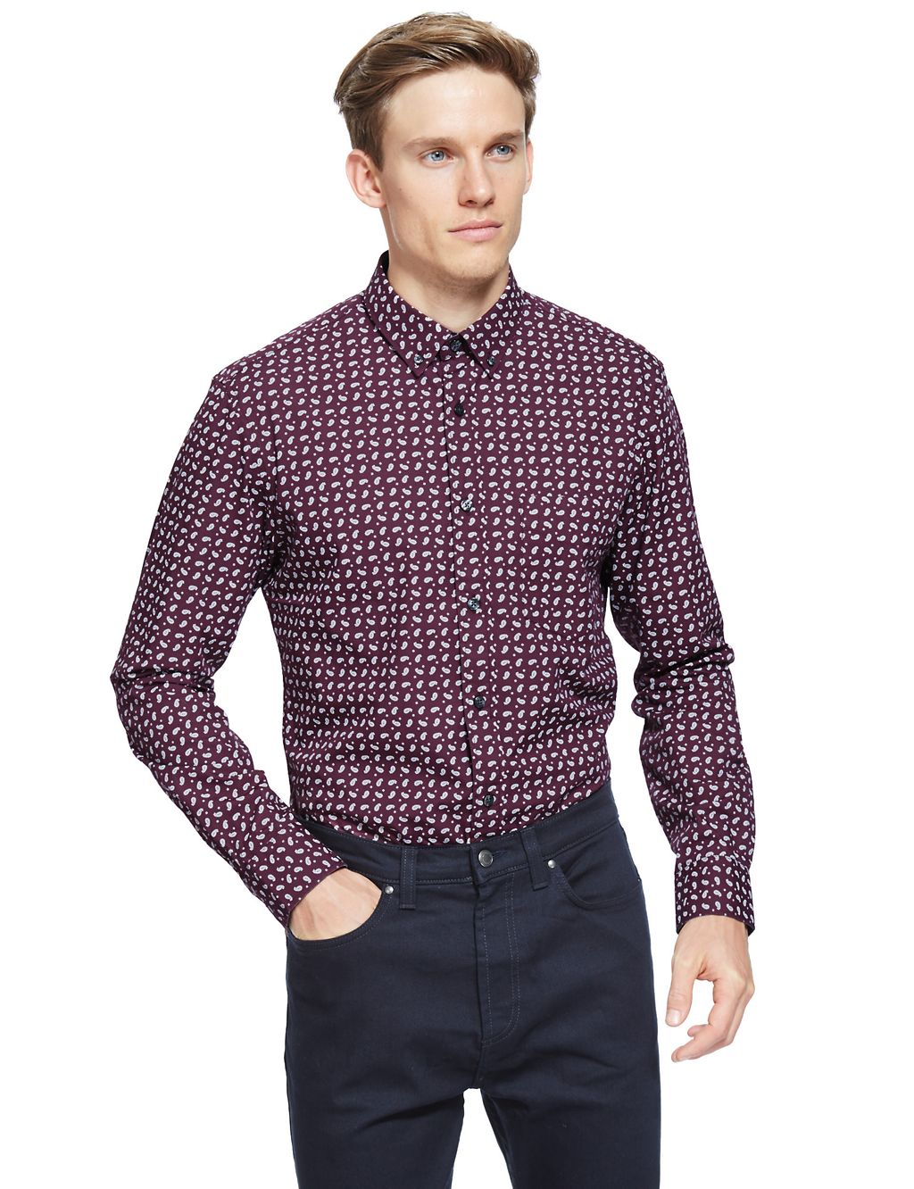 Pure Cotton Tailored Fit Geometric Print Shirt 3 of 5