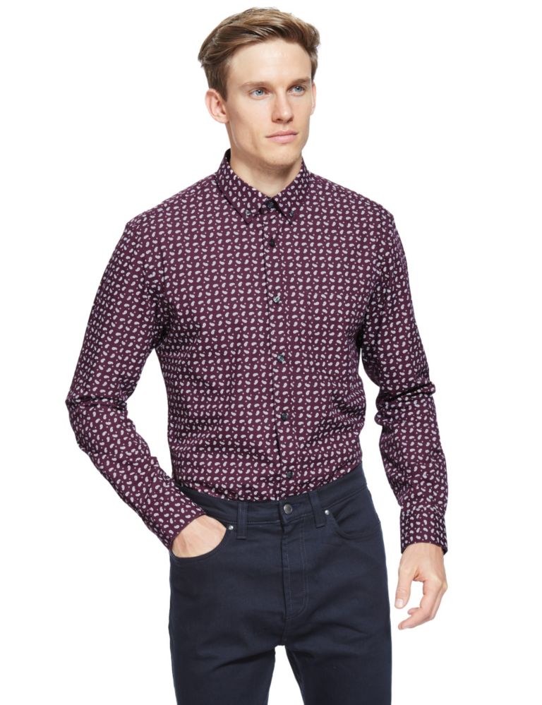 Pure Cotton Tailored Fit Geometric Print Shirt 1 of 5