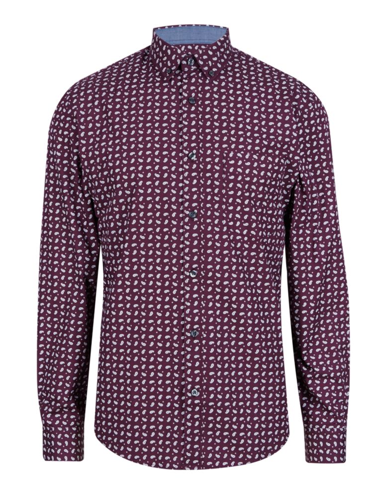 Pure Cotton Tailored Fit Geometric Print Shirt 2 of 5