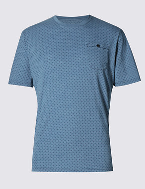 Pure Cotton Tailored Fit Geometric Print T-Shirt Image 2 of 3