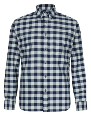 Pure Cotton Tailored Fit Gingham Checked Shirt Image 2 of 4