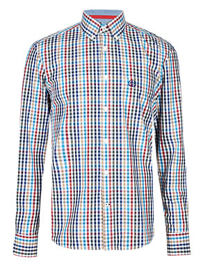 Pure Cotton Tailored Fit Gingham Checked Shirt Image 2 of 3