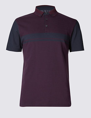 Pure Cotton Tailored Fit Jacquard Polo Shirt Image 2 of 4