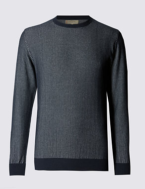 Pure Cotton Tailored Fit Ladder Stitch Jumper Image 2 of 3