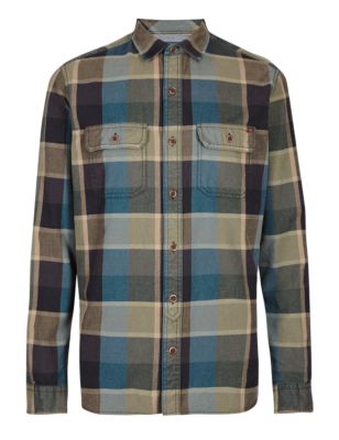 Pure Cotton Tailored Fit Laundered Checked Shirt Image 2 of 3