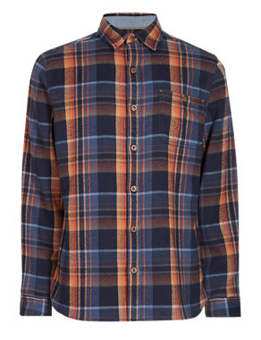 Pure Cotton Tailored Fit Laundered Checked Shirt Image 2 of 4