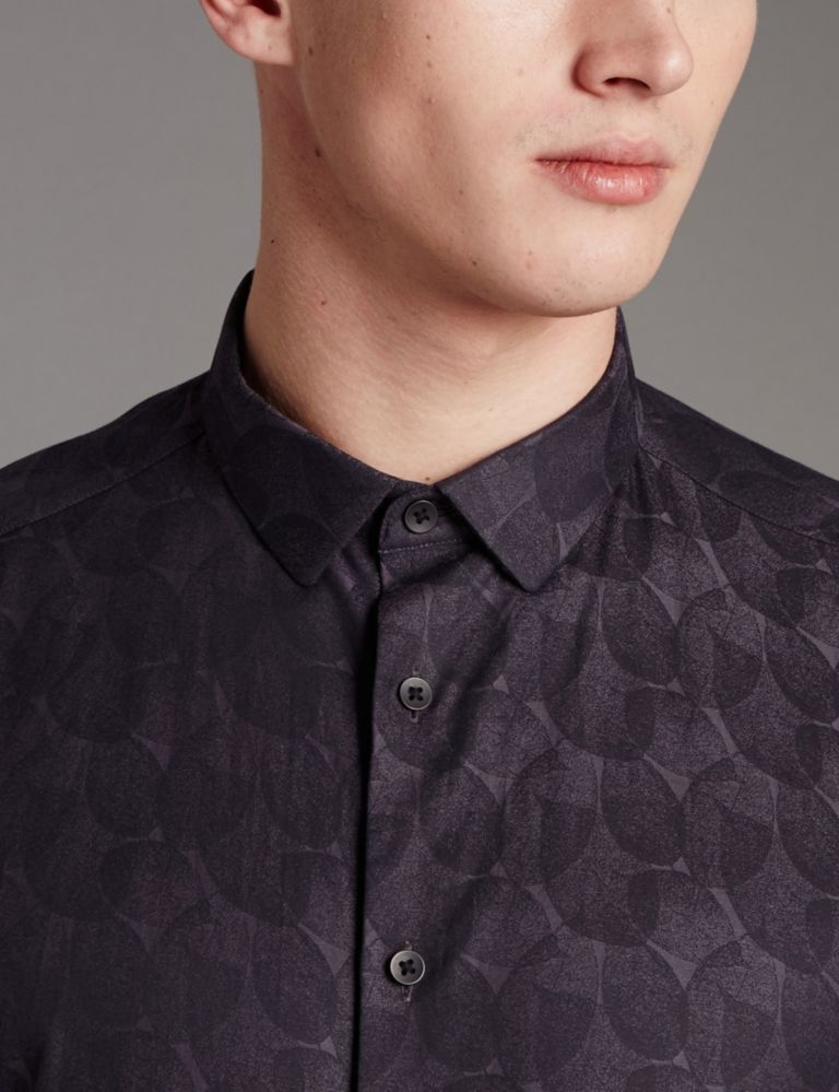 Pure Cotton Tailored Fit Leaf Print Shirt 4 of 5