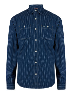 Pure Cotton Tailored Fit Line Print Shirt Image 2 of 3