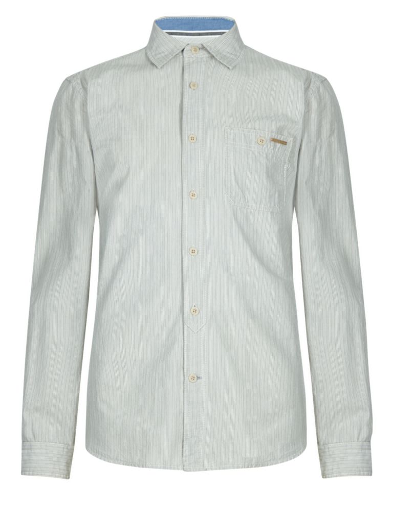 Pure Cotton Tailored Fit Long Sleeve Striped Shirt 2 of 4
