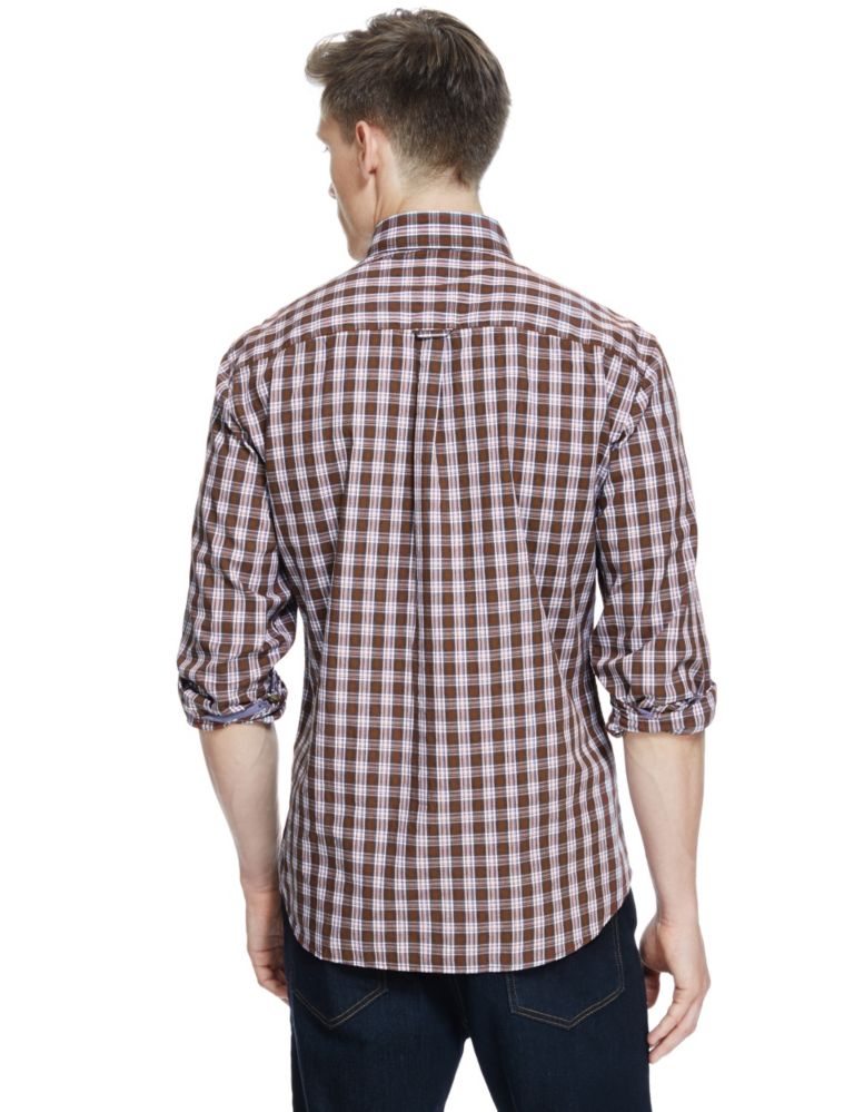 Pure Cotton Tailored Fit Marl Checked Shirt 3 of 5