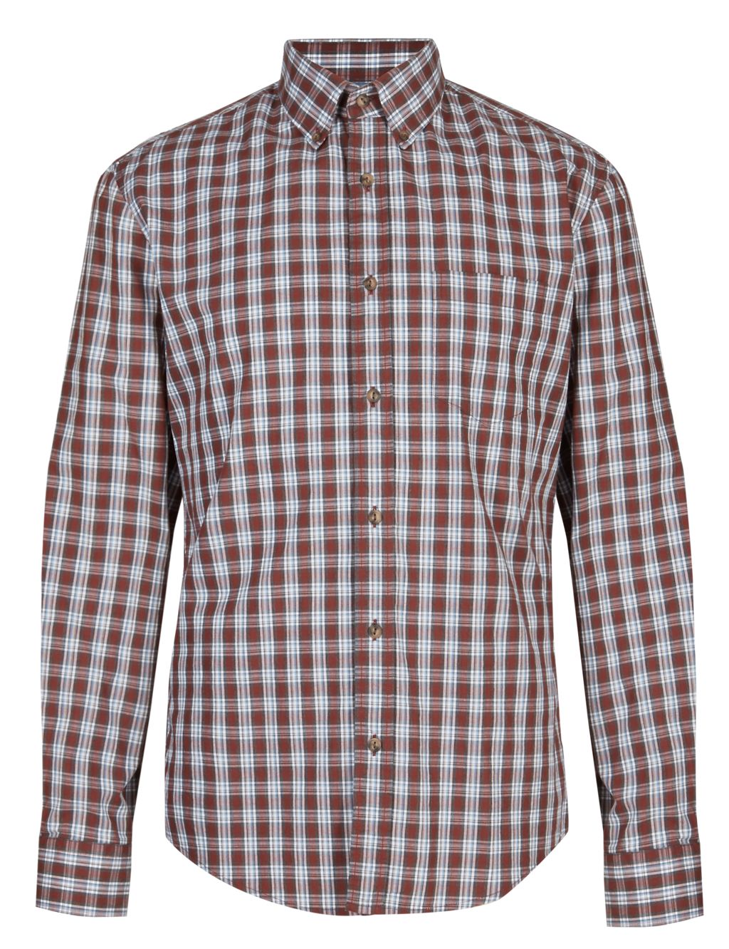 Pure Cotton Tailored Fit Marl Checked Shirt 1 of 5
