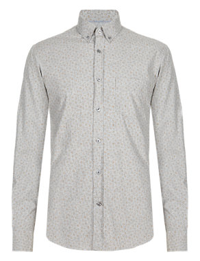 Pure Cotton Tailored Fit Mini Floral Shirt Image 2 of 3