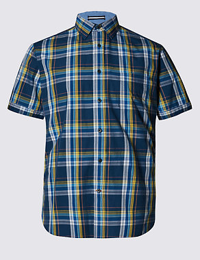 Pure Cotton Tailored Fit Multi Checked Shirt Image 2 of 5