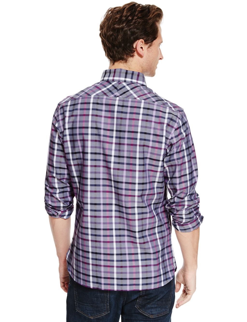 Pure Cotton Tailored Fit Multi-Checked Shirt 2 of 3