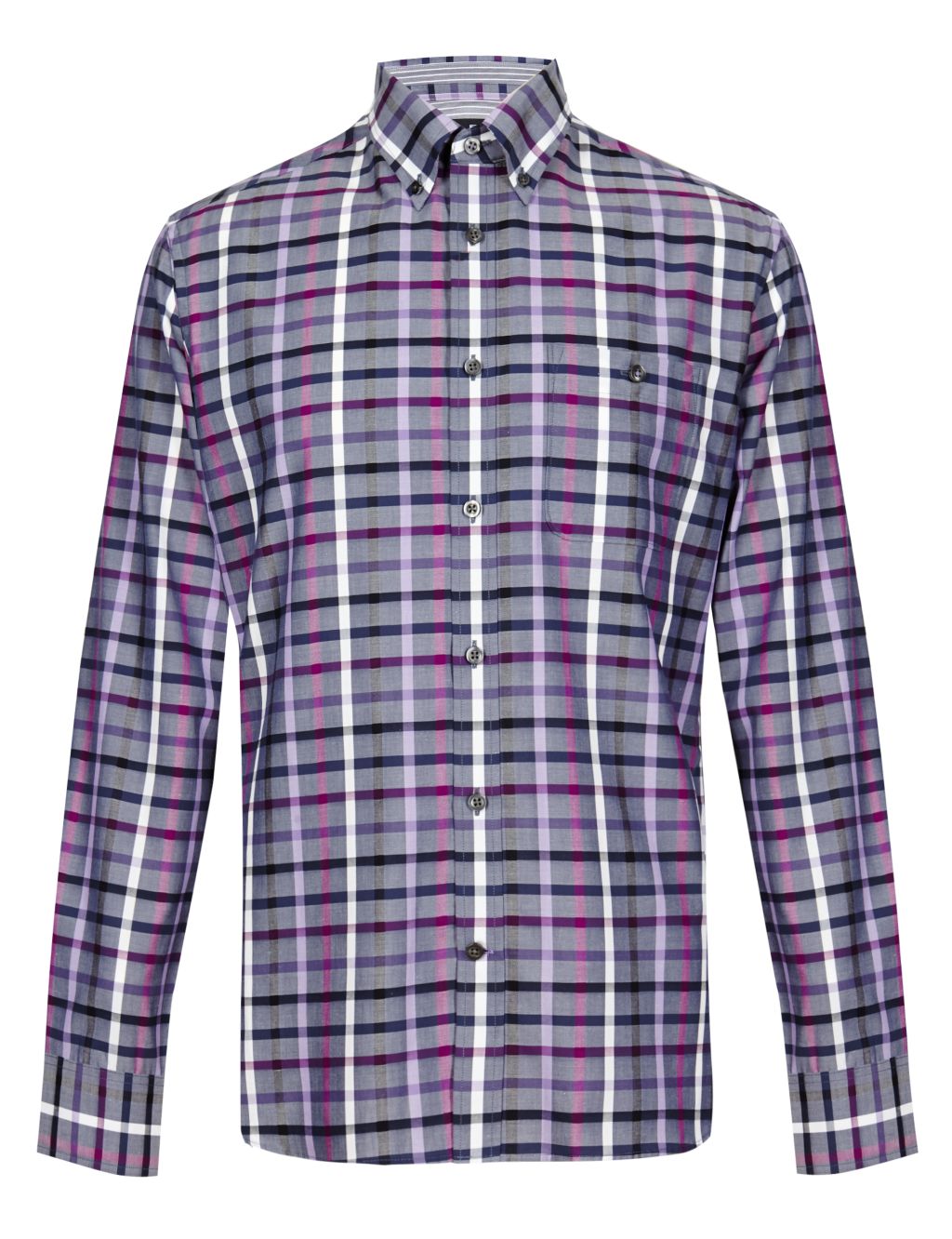 Pure Cotton Tailored Fit Multi-Checked Shirt 1 of 3