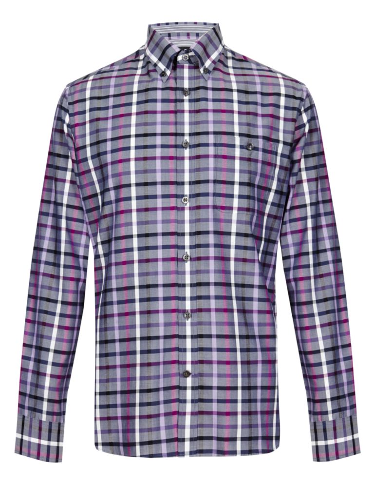 Pure Cotton Tailored Fit Multi-Checked Shirt 2 of 3