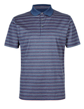 Pure Cotton Tailored Fit Multi-Striped Polo Shirt Image 2 of 3