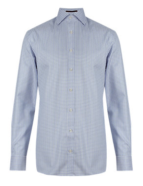 Pure Cotton Tailored Fit Non-Iron Dipped Checked Shirt Image 2 of 5