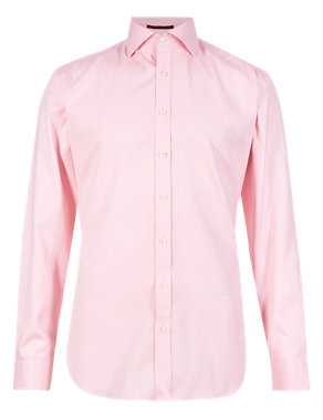 Pure Cotton Tailored Fit Non-Iron Dipped Shirt Image 2 of 6