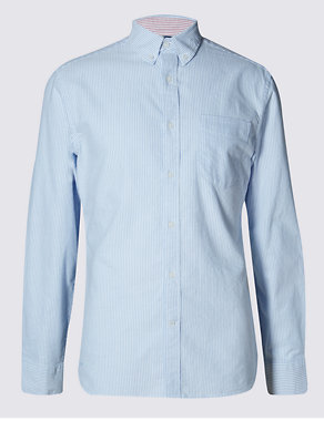 Pure Cotton Tailored Fit Oxford Striped Shirt Image 2 of 5