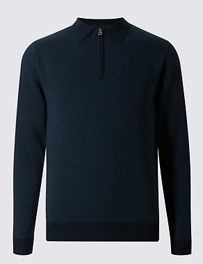 Pure Cotton Tailored Fit Polo Jumper Image 2 of 4