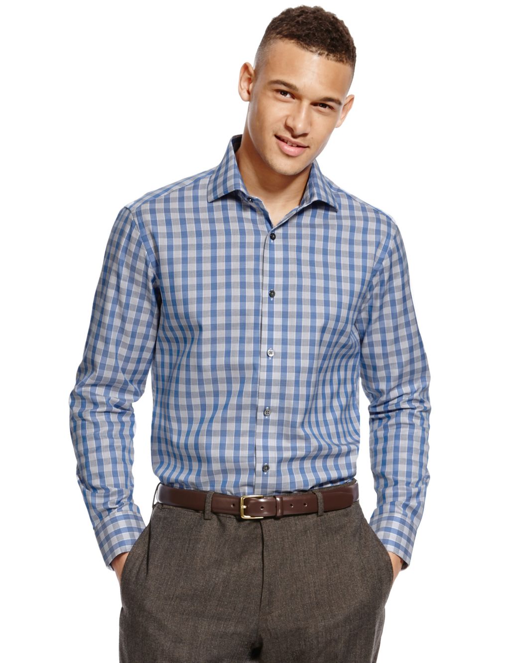 Pure Cotton Tailored Fit Puppytooth Checked Shirt | Collezione | M&S