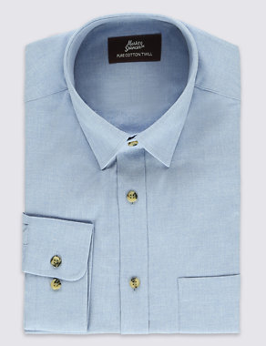 Pure Cotton Tailored Fit Shirt with Pocket Image 2 of 4