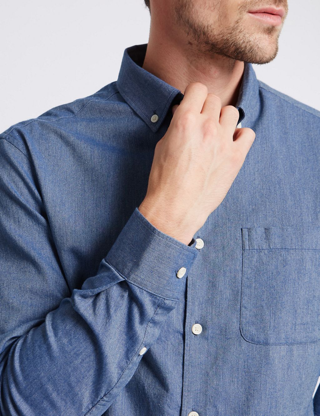 Pure Cotton Tailored Fit Shirt with Pocket 4 of 4
