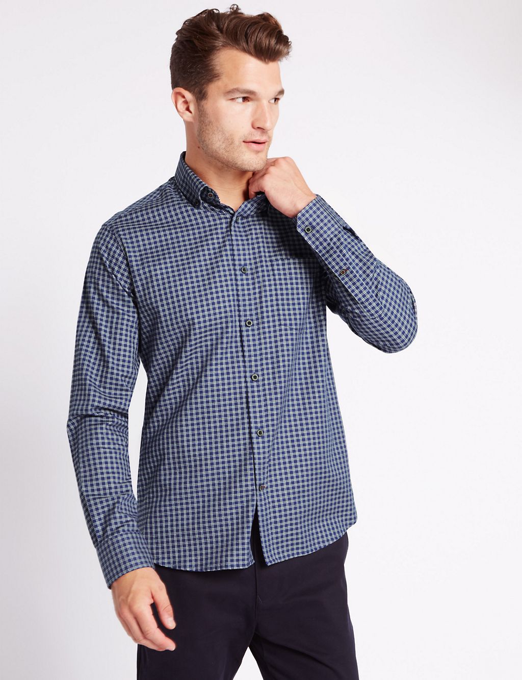 Pure Cotton Tailored Fit Shirt with Pocket 3 of 3