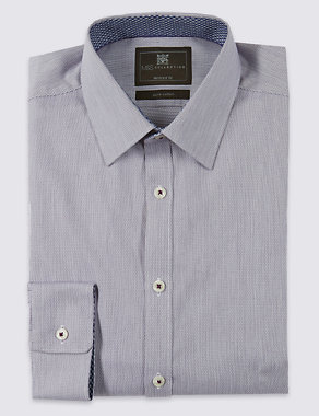 Pure Cotton Tailored Fit Shirt with Subtle Contrast Trim Image 2 of 6