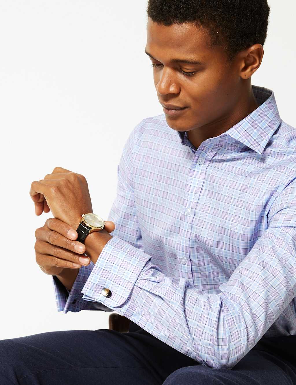 Pure Cotton Tailored Fit Shirt M&S Collection Luxury M&S