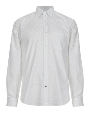 Pure Cotton Tailored Fit Spotted Shirt Image 2 of 3