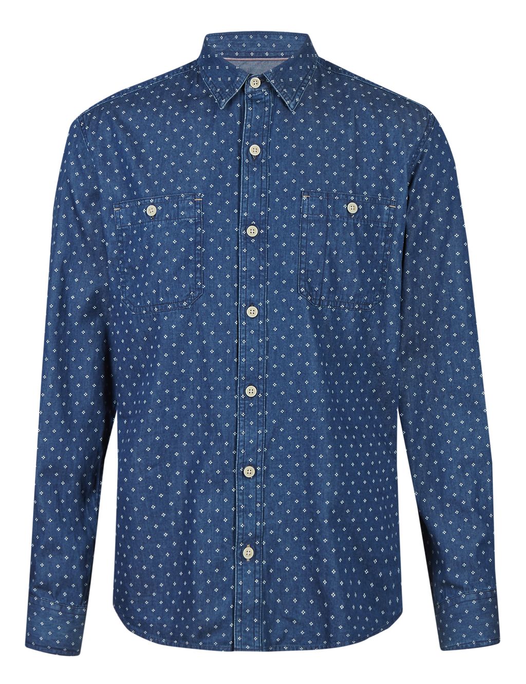 Pure Cotton Tailored Fit Spotted Shirt 1 of 5