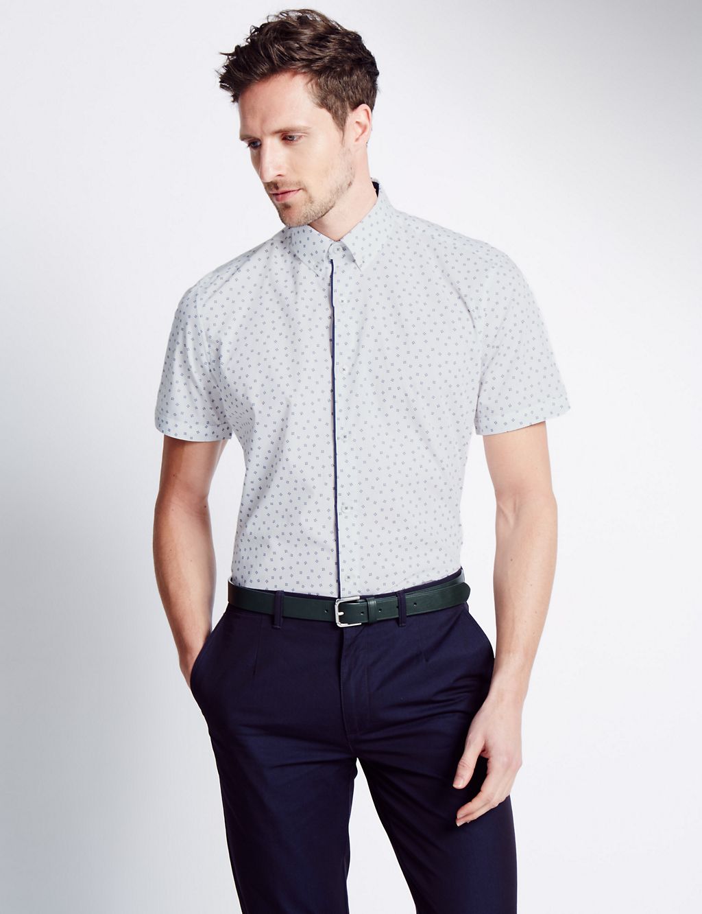 Pure Cotton Tailored Fit Square Print Shirt 3 of 5