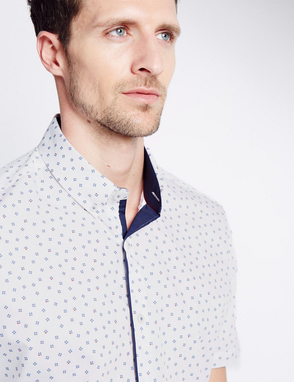 Pure Cotton Tailored Fit Square Print Shirt 4 of 5
