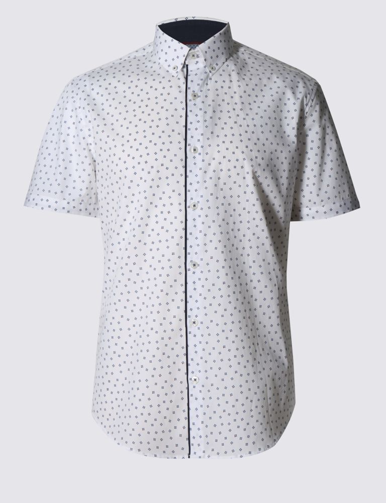 Pure Cotton Tailored Fit Square Print Shirt 2 of 5