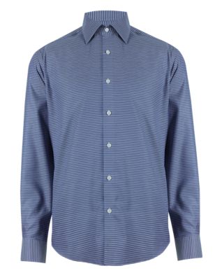 Pure Cotton Tailored Fit Striped Oxford Shirt Image 2 of 4