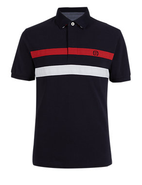 Pure Cotton Tailored Fit Striped Polo Shirt Image 2 of 5