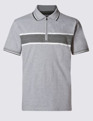 Pure Cotton Tailored Fit Striped Polo Shirt Image 2 of 4