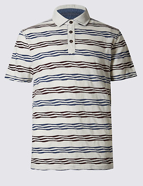 Pure Cotton Tailored Fit Striped Polo Shirt Image 2 of 4