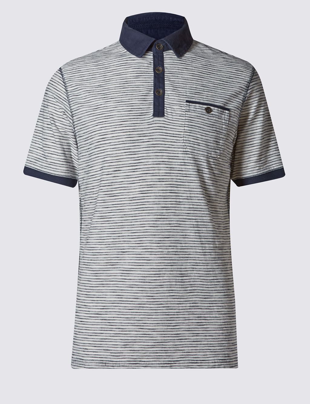 Pure Cotton Tailored Fit Striped Polo Shirt 1 of 5