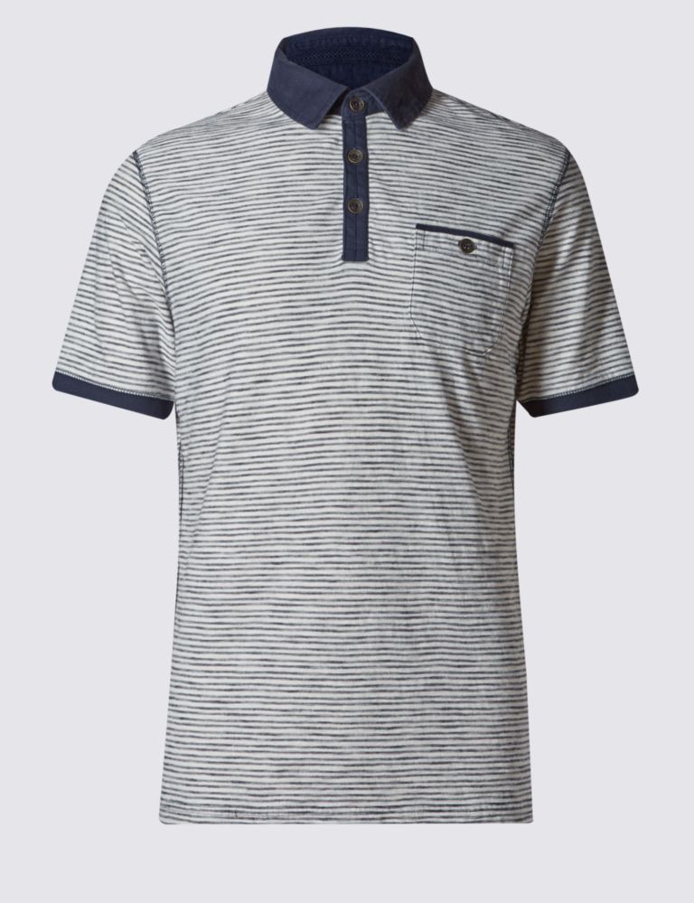 Pure Cotton Tailored Fit Striped Polo Shirt 2 of 5